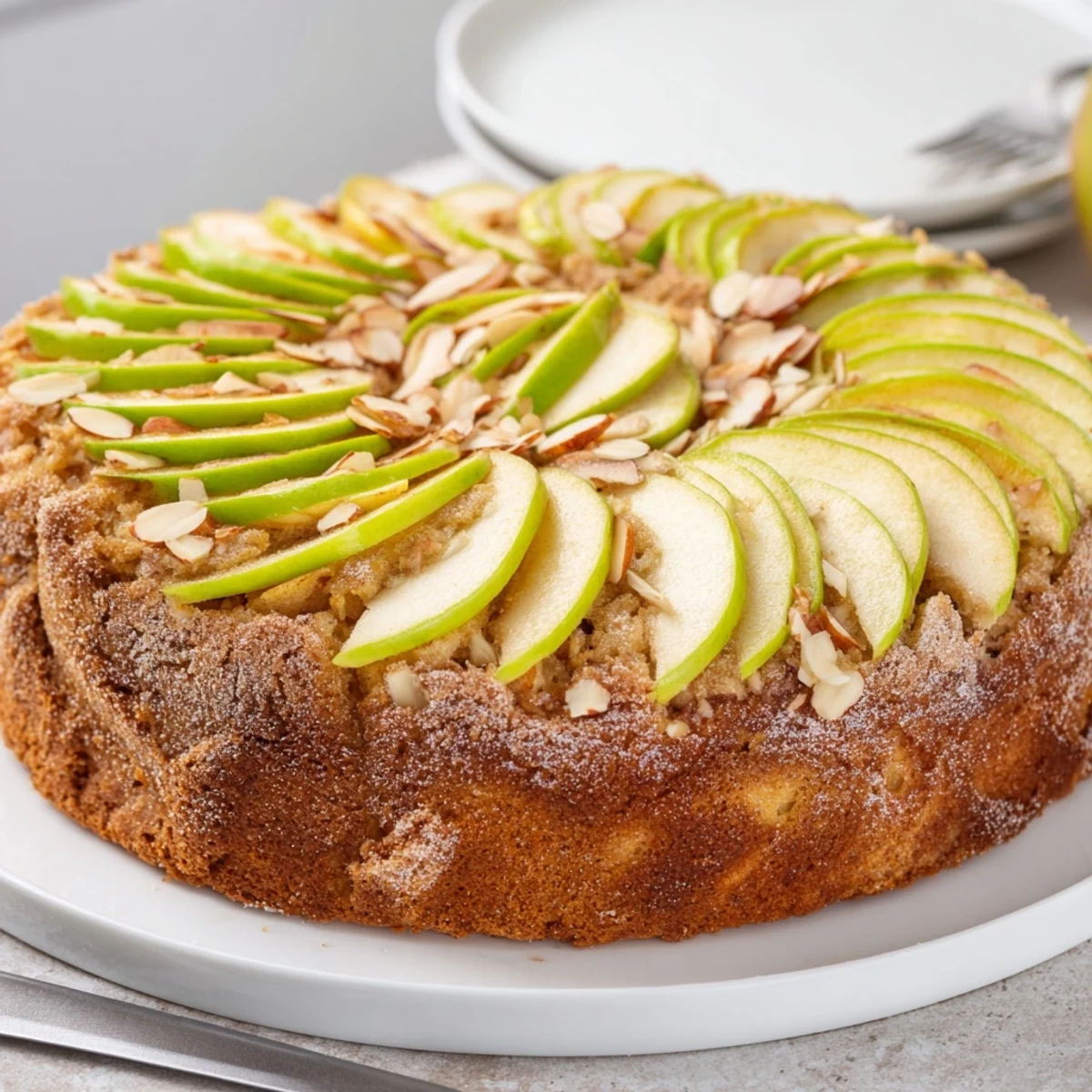 Traditioneller deutscher Apfelkuchen, perfekt serviert mit Schlagsahne oder Eis.