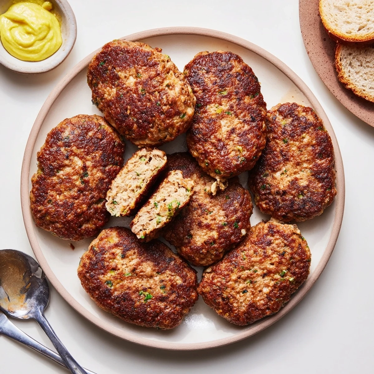 Saftige deutsche Fleischbällchen mit Zwiebeln und Kräutern, perfekt zum Dippen.