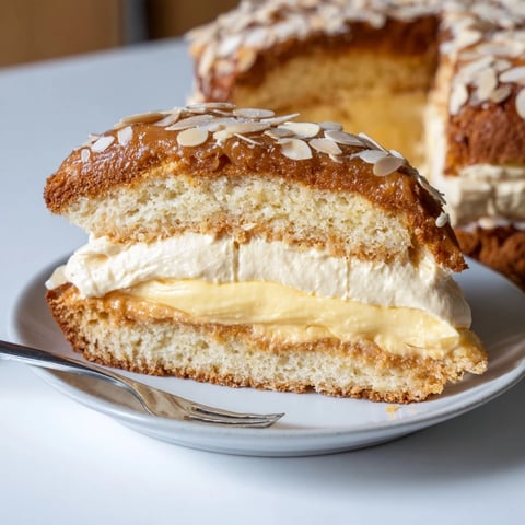 Klassischer Bienenstich-Kuchen mit Mandelbelag und cremiger Füllung für Festlichkeiten  